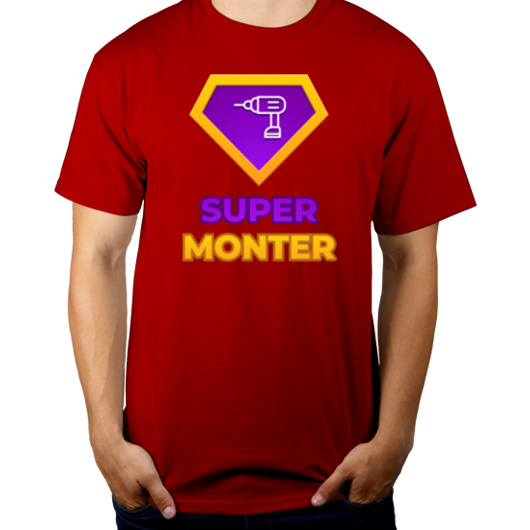 Super Monter - Męska Koszulka Czerwona