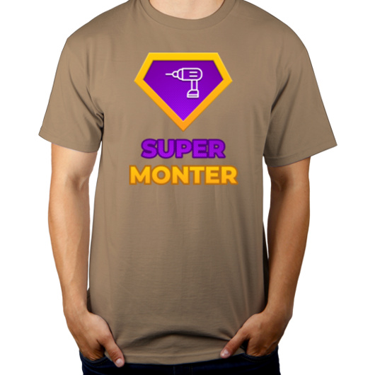 Super Monter - Męska Koszulka Jasno Szara
