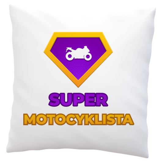 Super Motocyklista - Poduszka Biała