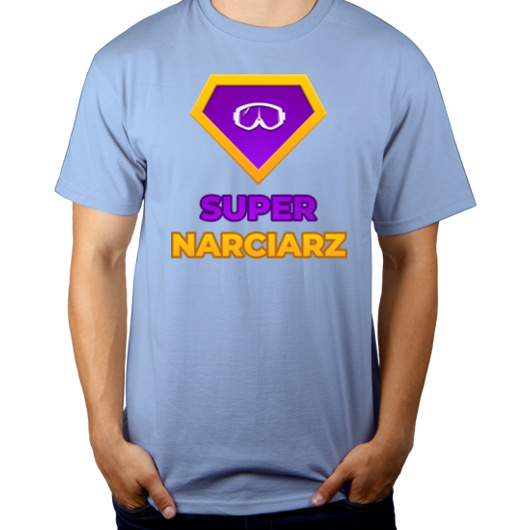 Super Narciarz - Męska Koszulka Błękitna