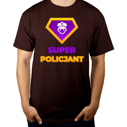 Super Policjant - Męska Koszulka Czekoladowa
