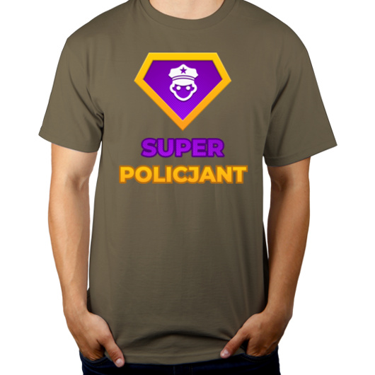 Super Policjant - Męska Koszulka Khaki