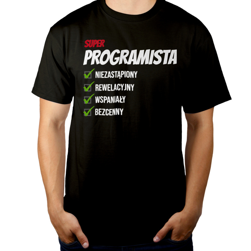 Super Programista Niezastąpiony - Męska Koszulka Czarna