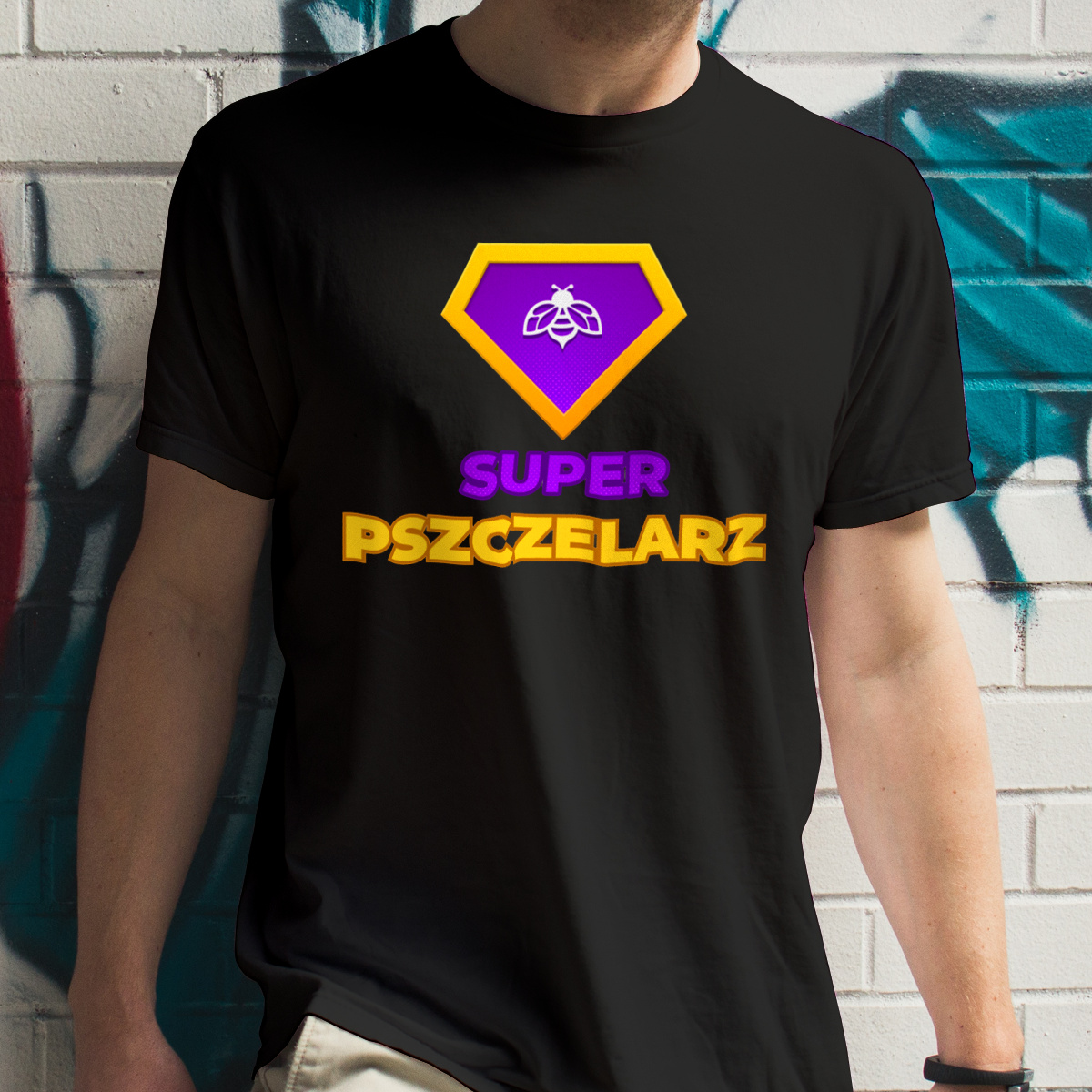 Super Pszczelarz - Męska Koszulka Czarna