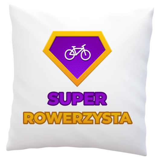 Super Rowerzysta - Poduszka Biała
