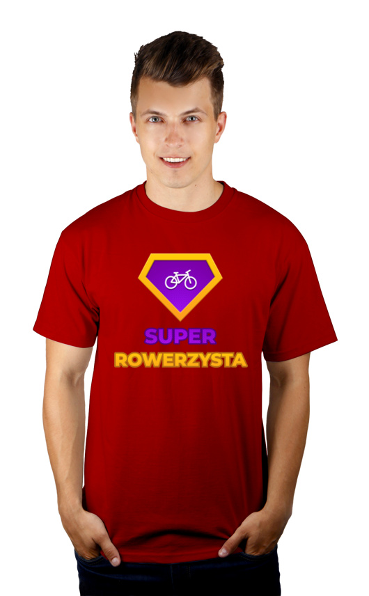 Super Rowerzysta - Męska Koszulka Czerwona