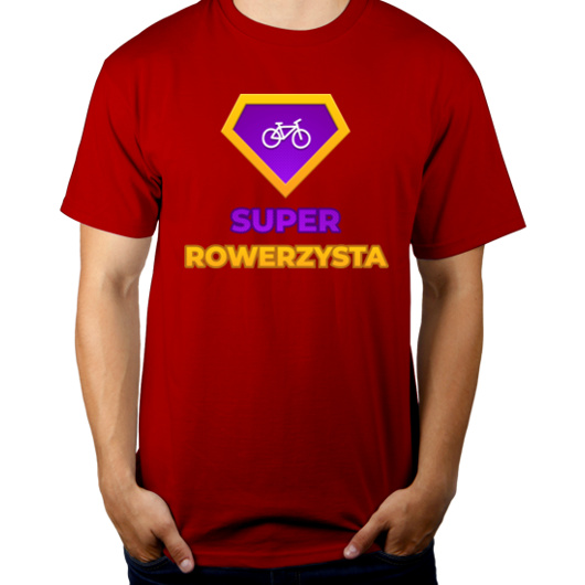 Super Rowerzysta - Męska Koszulka Czerwona