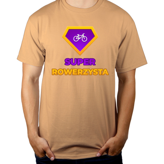 Super Rowerzysta - Męska Koszulka Piaskowa