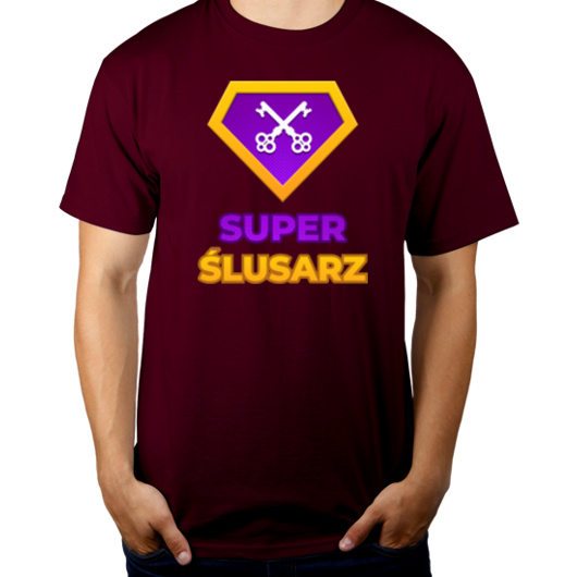 Super Ślusarz - Męska Koszulka Burgundowa