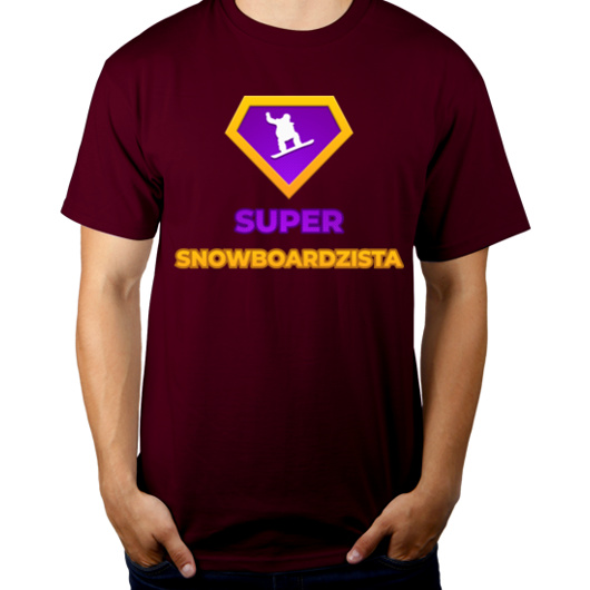 Super Snowboardzista - Męska Koszulka Burgundowa