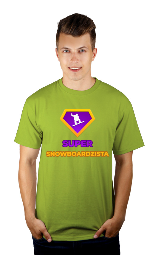 Super Snowboardzista - Męska Koszulka Jasno Zielona