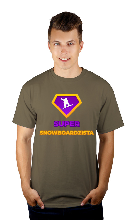 Super Snowboardzista - Męska Koszulka Khaki