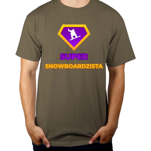 Super Snowboardzista - Męska Koszulka Khaki
