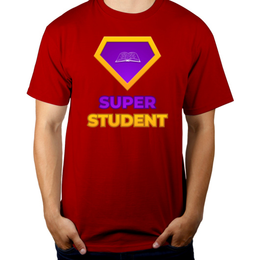 Super Student - Męska Koszulka Czerwona