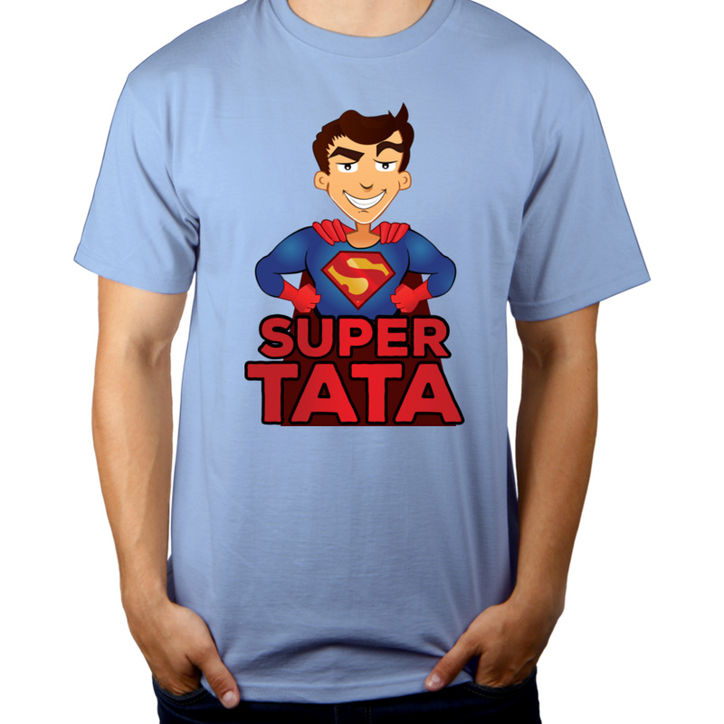 Super Tata - Męska Koszulka Błękitna