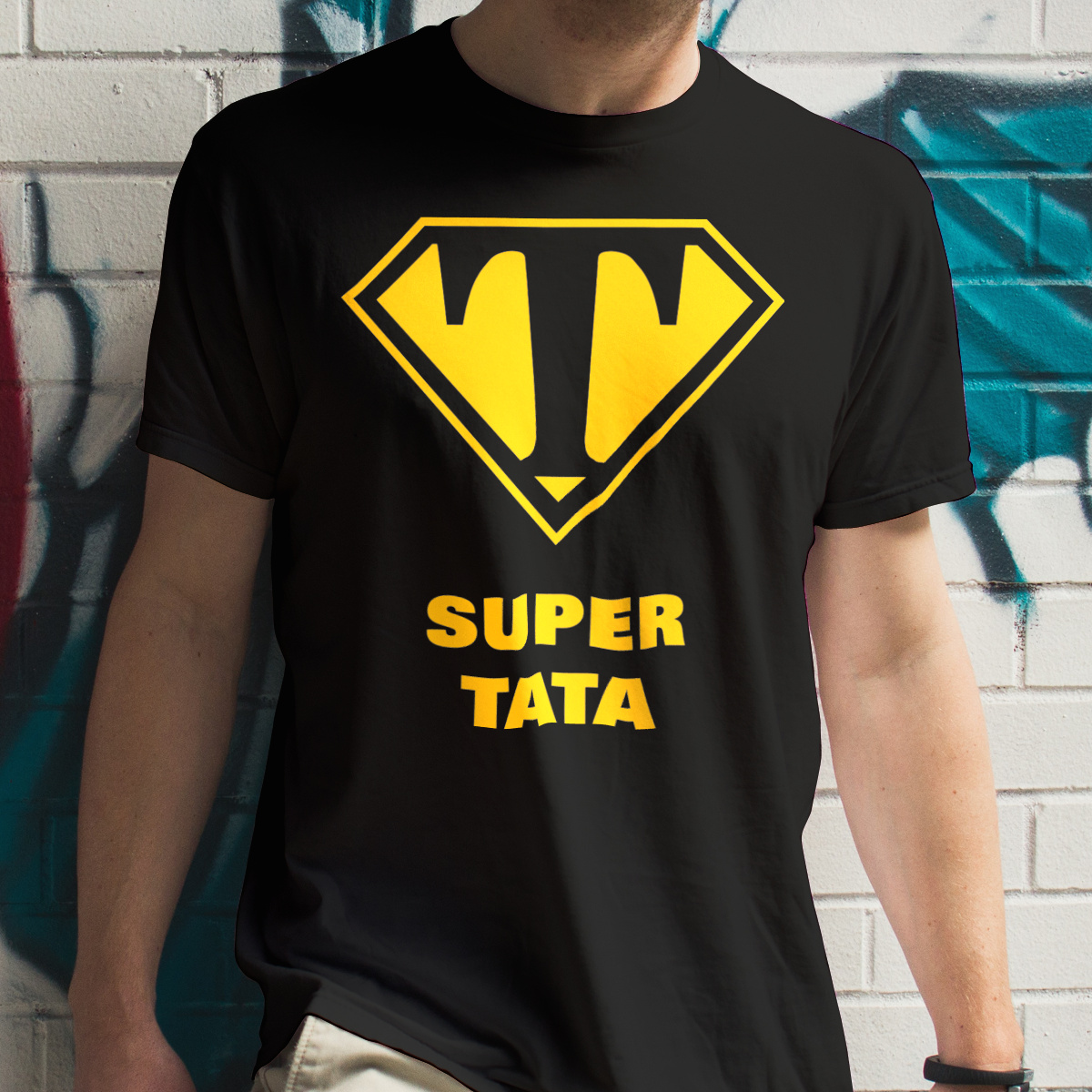 Super Tata - Męska Koszulka Czarna