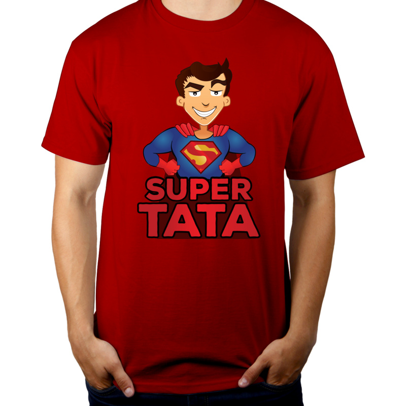 Super Tata - Męska Koszulka Czerwona