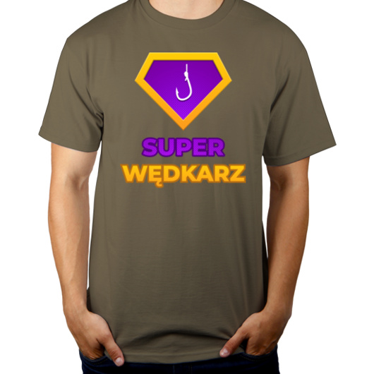 Super Wędkarz - Męska Koszulka Khaki