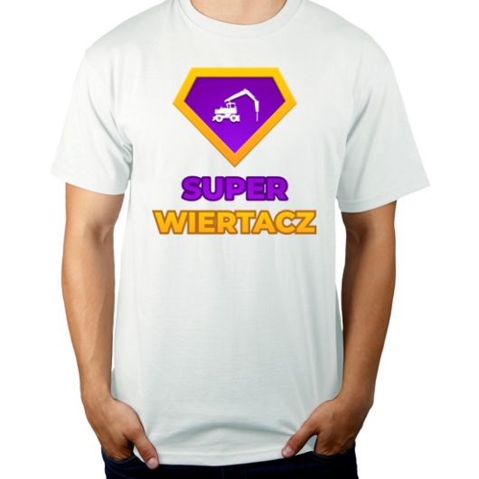 Super Wiertacz - Męska Koszulka Biała