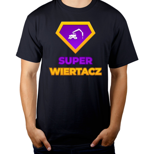 Super Wiertacz - Męska Koszulka Ciemnogranatowa