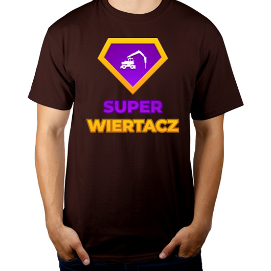 Super Wiertacz - Męska Koszulka Czekoladowa