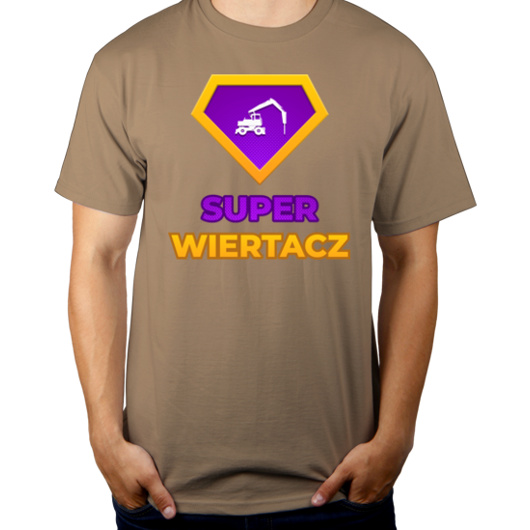 Super Wiertacz - Męska Koszulka Jasno Szara