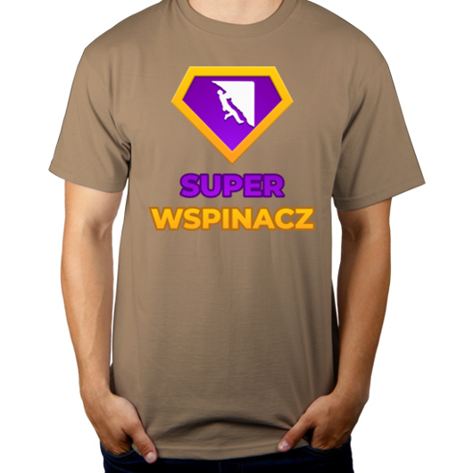 Super Wspinacz - Męska Koszulka Jasno Szara