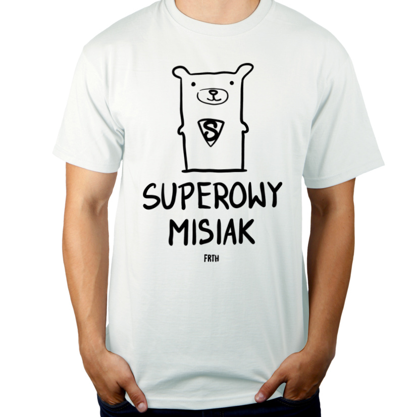 Superowy Misiak - Męska Koszulka Biała