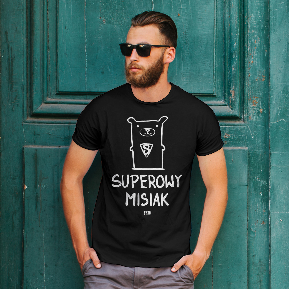 Superowy Misiak - Męska Koszulka Czarna