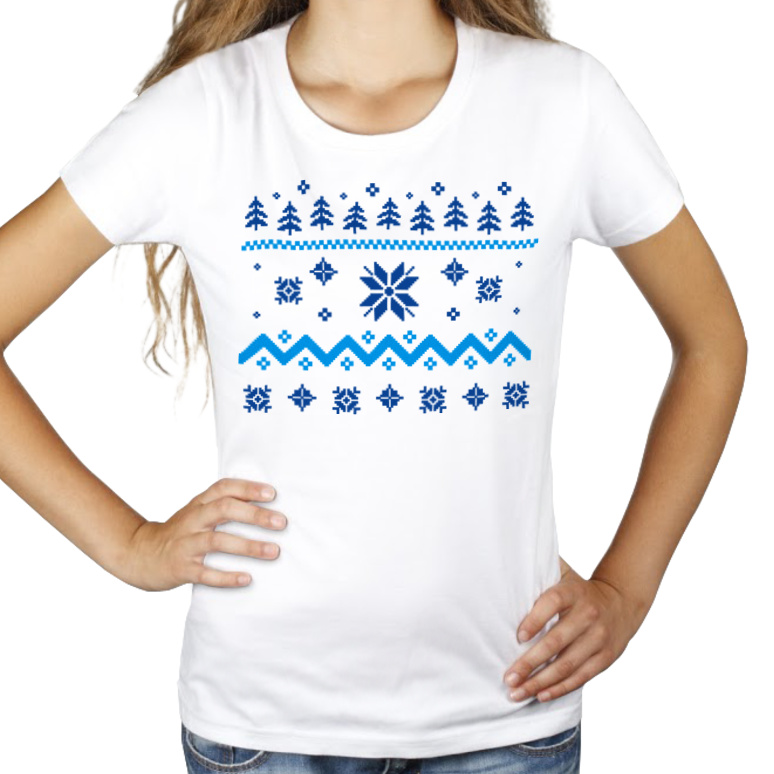Świąteczny Motyw - Damska Koszulka Biała