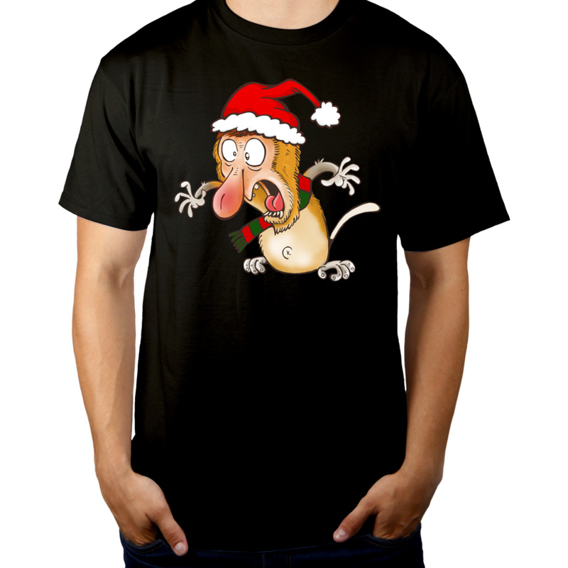 Świąteczny Nosacz Mikołaj - Męska Koszulka Czarna