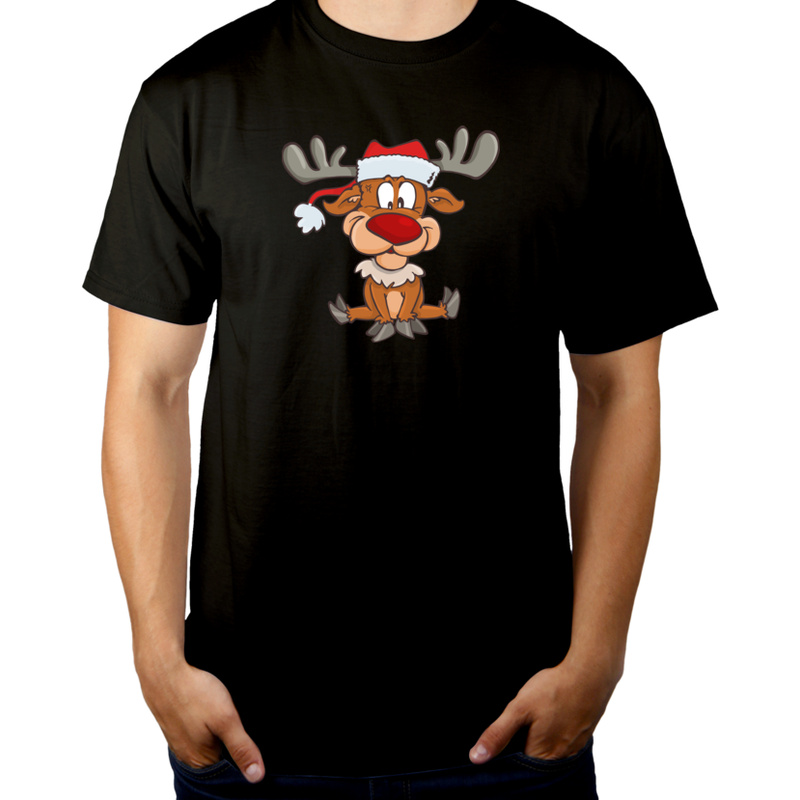 Świąteczny renifer - Męska Koszulka Czarna