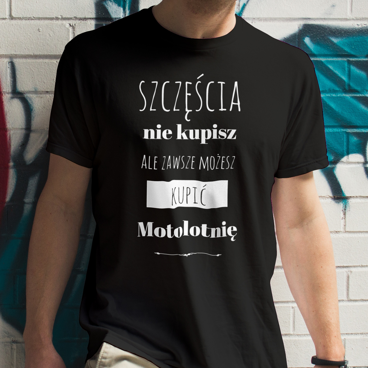 Szczęścia Nie Kupisz Ale Zawsze Możesz Kupić Motolotnię - Męska Koszulka Czarna