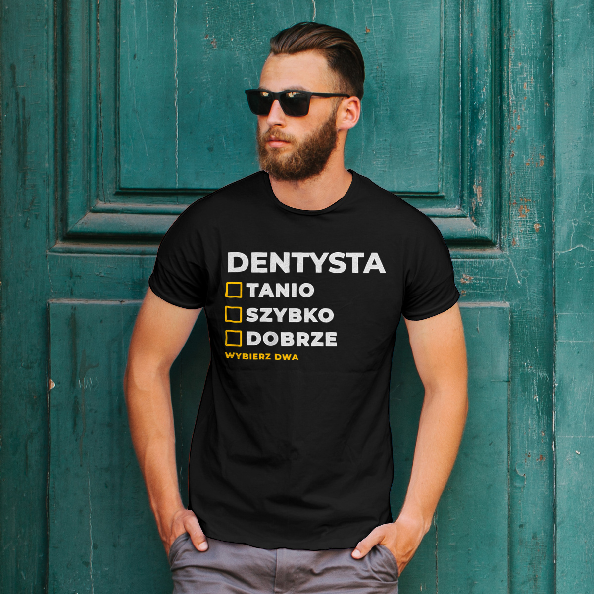 Szybko Tanio Dobrze Dentysta - Męska Koszulka Czarna
