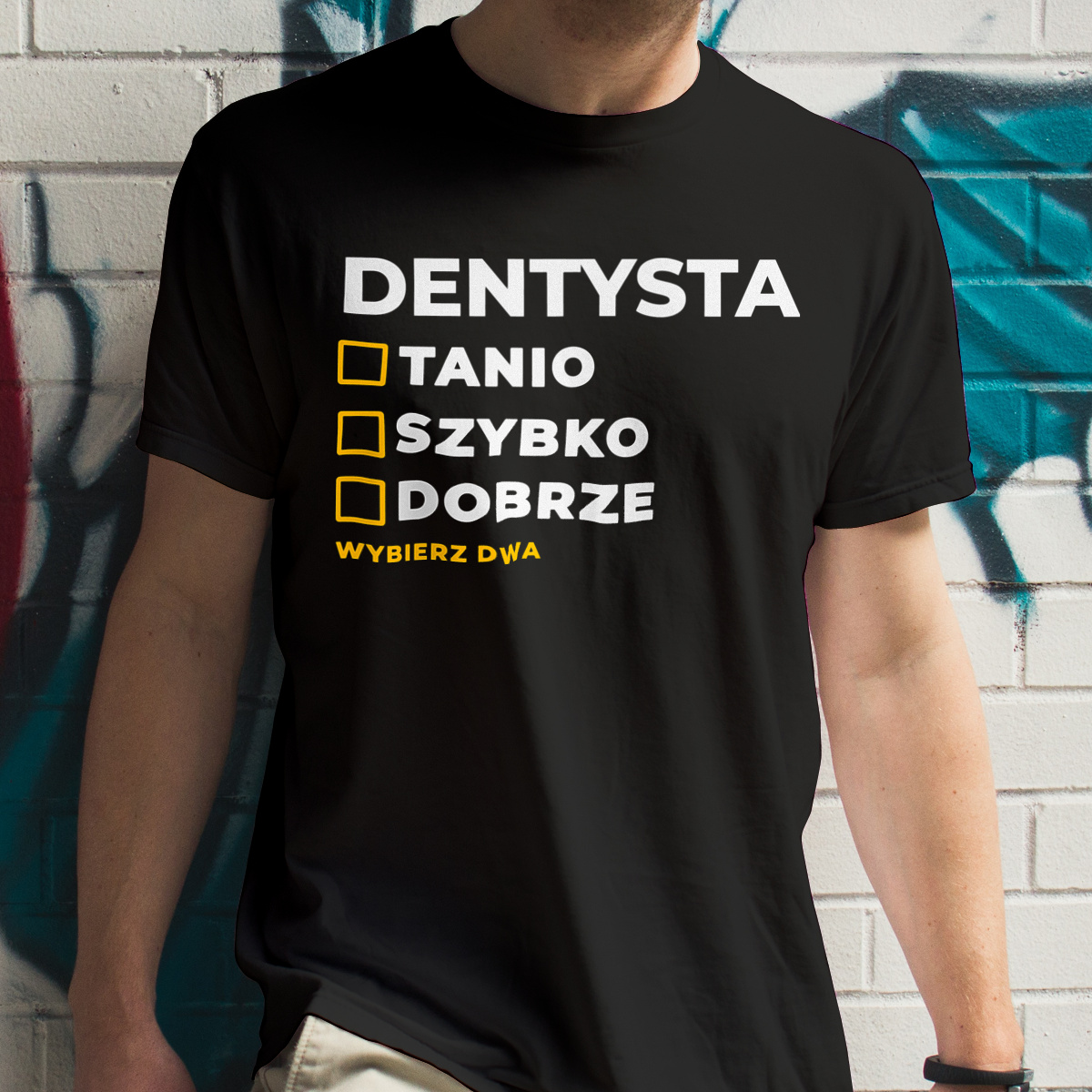 Szybko Tanio Dobrze Dentysta - Męska Koszulka Czarna