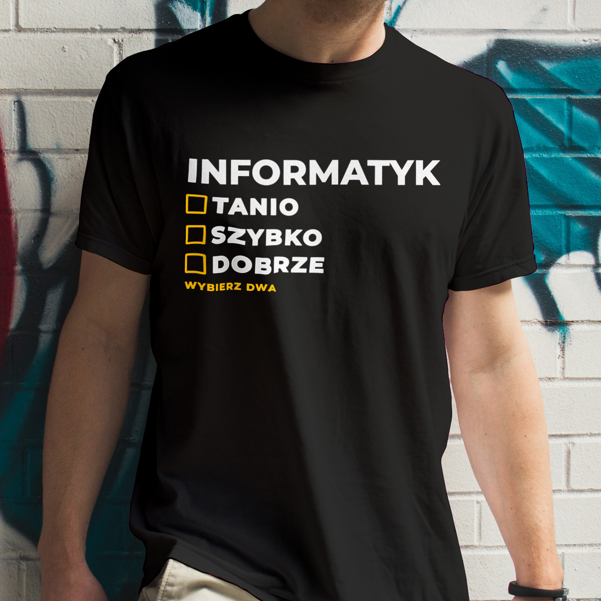 Szybko Tanio Dobrze Informatyk - Męska Koszulka Czarna