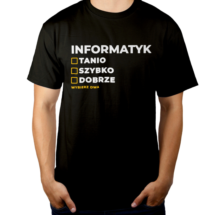Szybko Tanio Dobrze Informatyk - Męska Koszulka Czarna