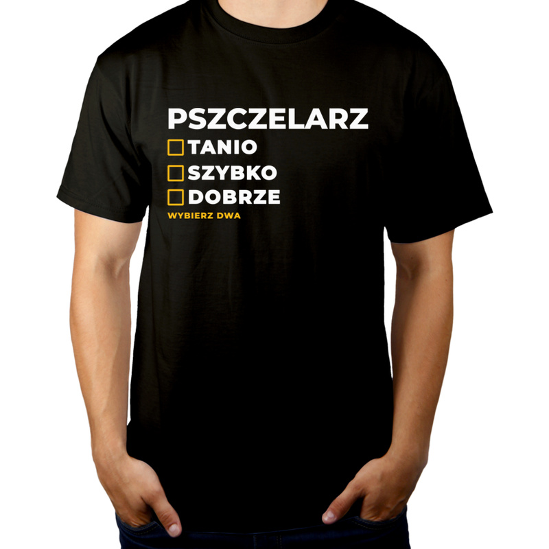 Szybko Tanio Dobrze Pszczelarz - Męska Koszulka Czarna