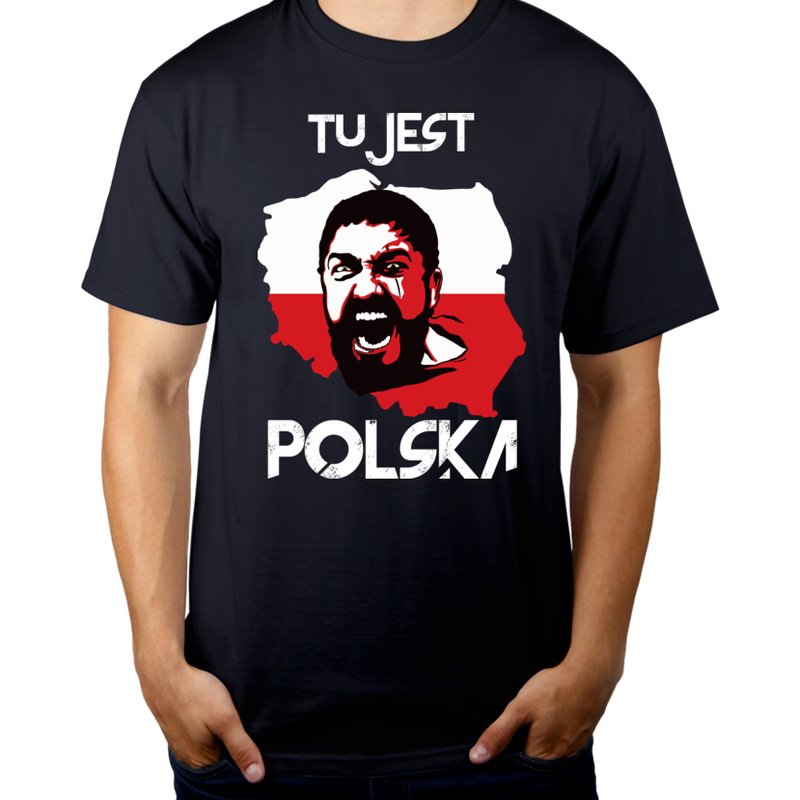 TU jest Polska! - Męska Koszulka Ciemnogranatowa