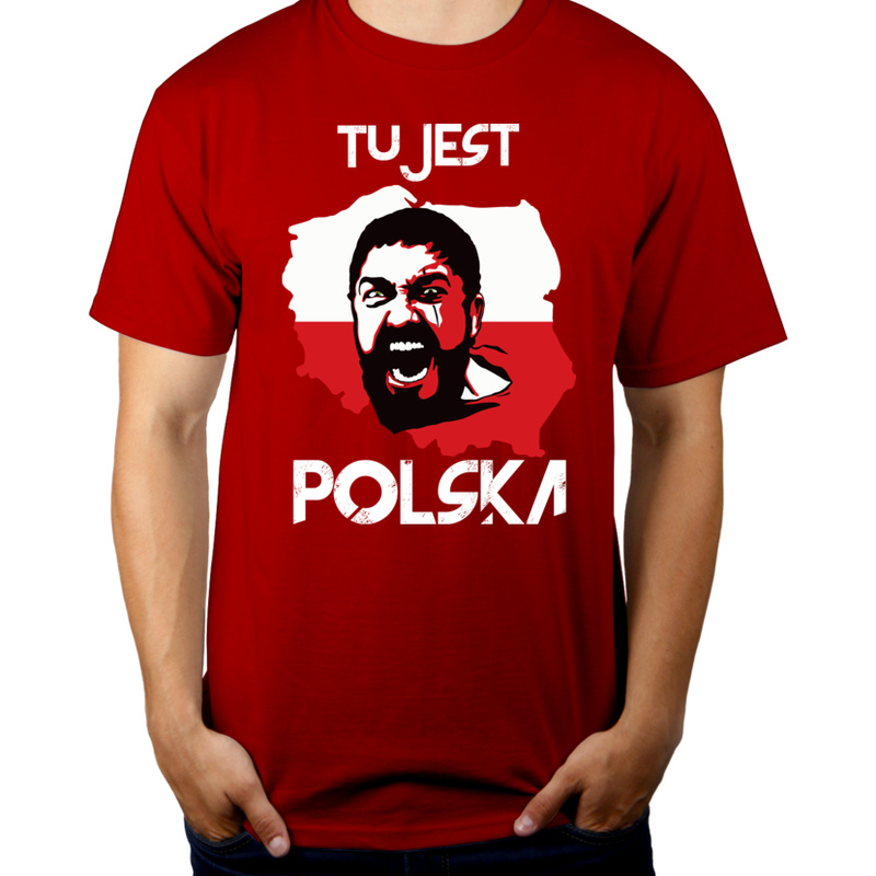 TU jest Polska! - Męska Koszulka Czerwona