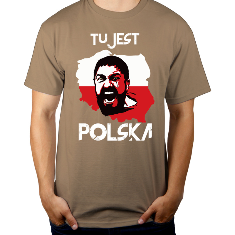 TU jest Polska! - Męska Koszulka Jasno Szara