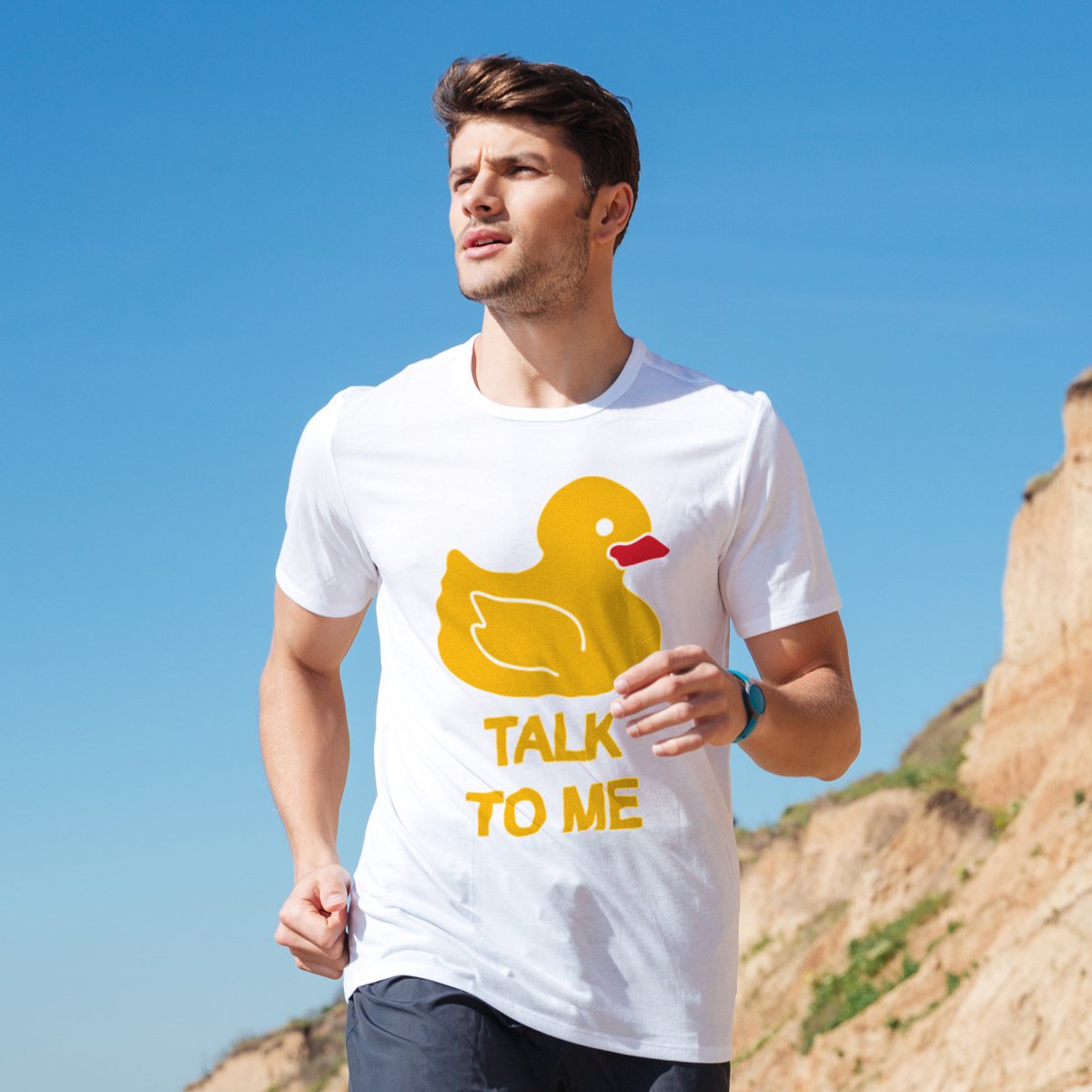 Talk To Me Duck  - Męska Koszulka Biała