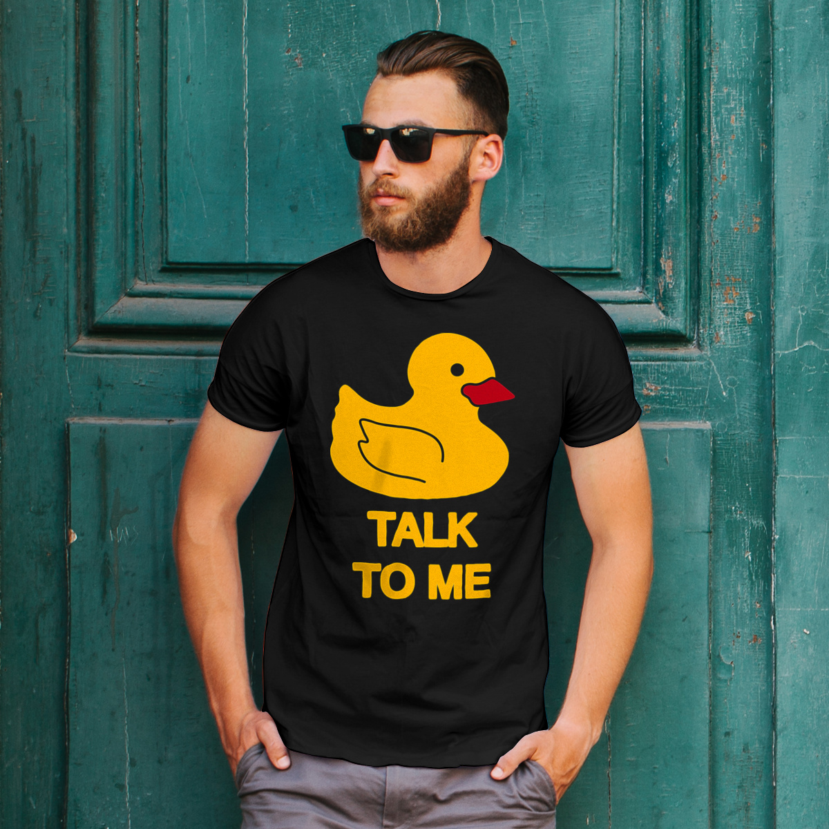 Talk To Me Duck  - Męska Koszulka Czarna