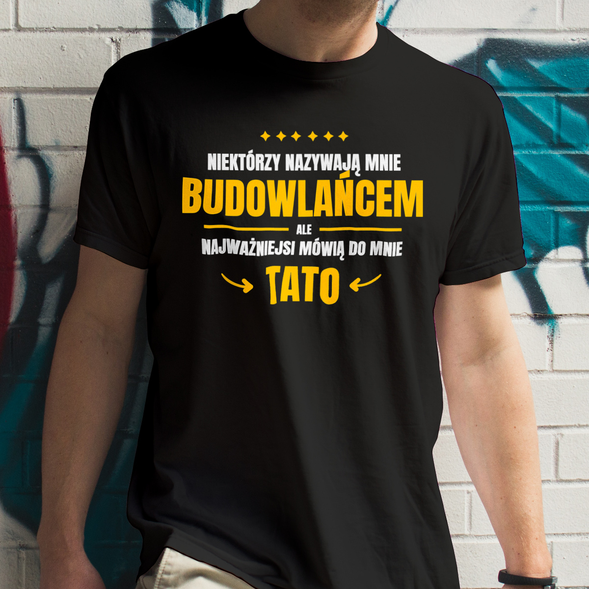 Tata Budowlaniec - Męska Koszulka Czarna