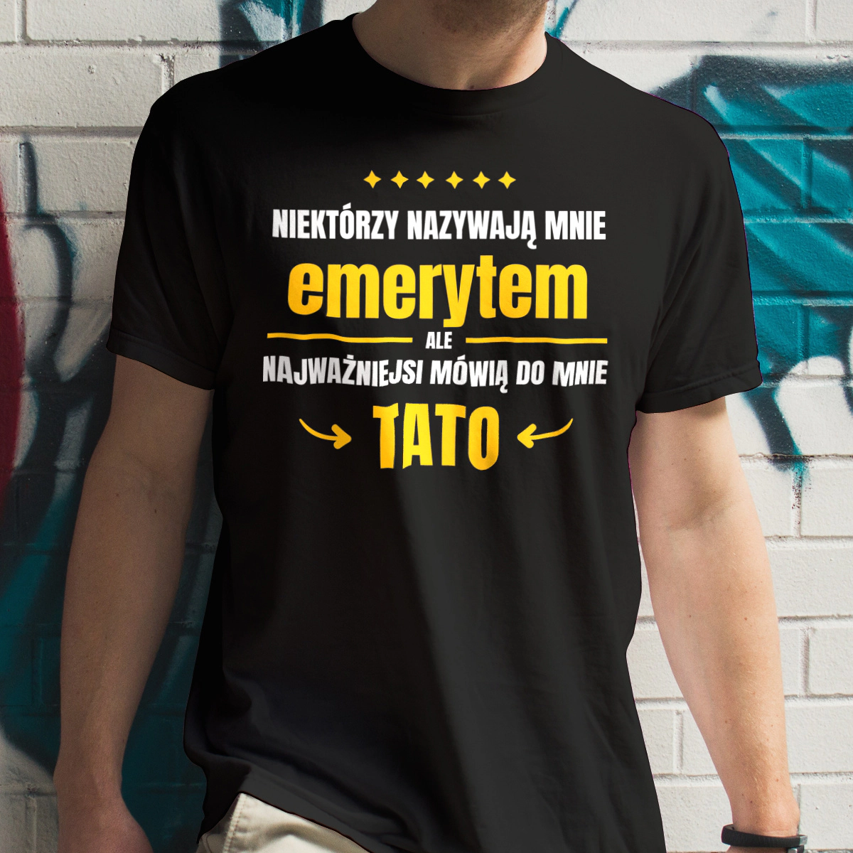 Tata Emeryt - Męska Koszulka Czarna