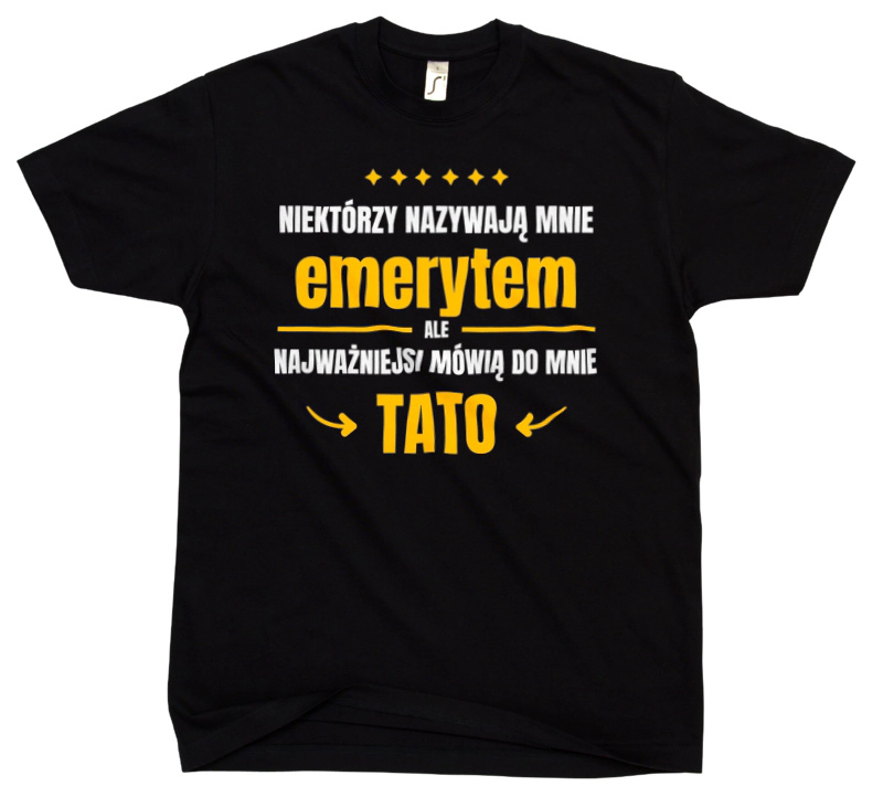 Tata Emeryt - Męska Koszulka Czarna