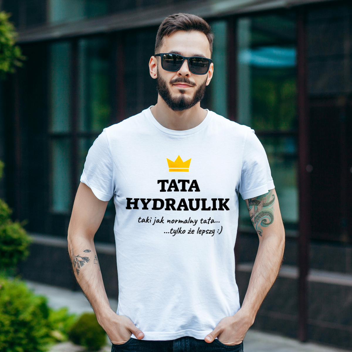 Tata Hydraulik Lepszy - Męska Koszulka Biała