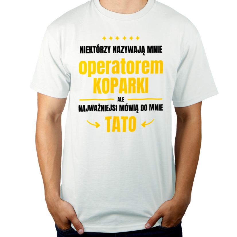 Tata Operator Koparki - Męska Koszulka Biała