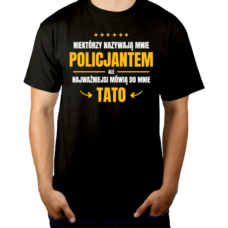Tata Policjant - Męska Koszulka Czarna