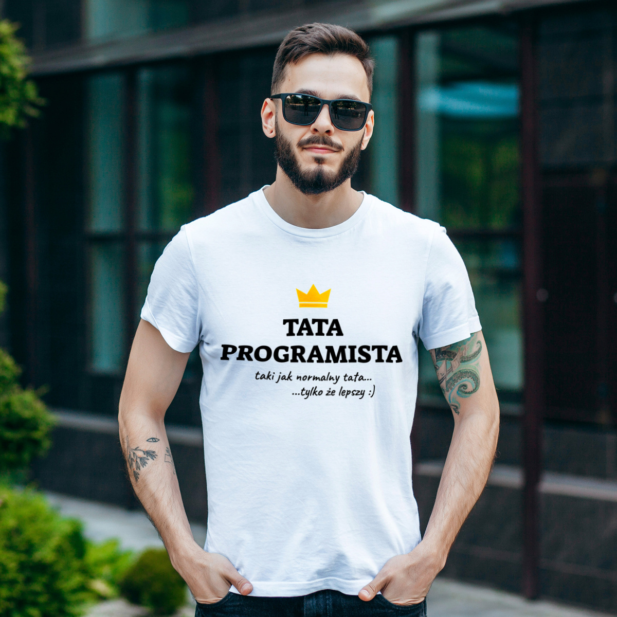 Tata Programista Lepszy - Męska Koszulka Biała